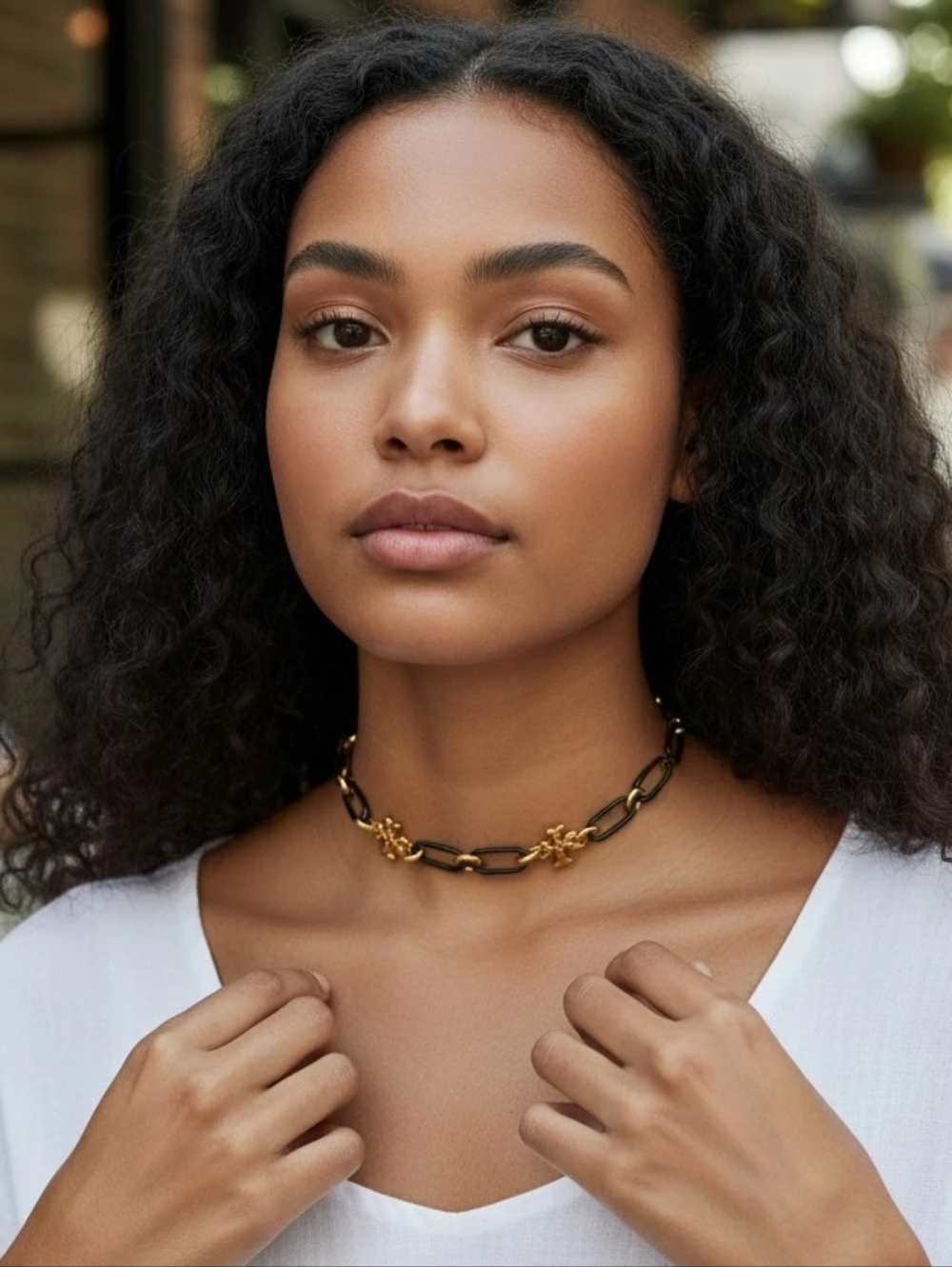 Tory Burch Roxanne Chain Necklace - Green And Gold
